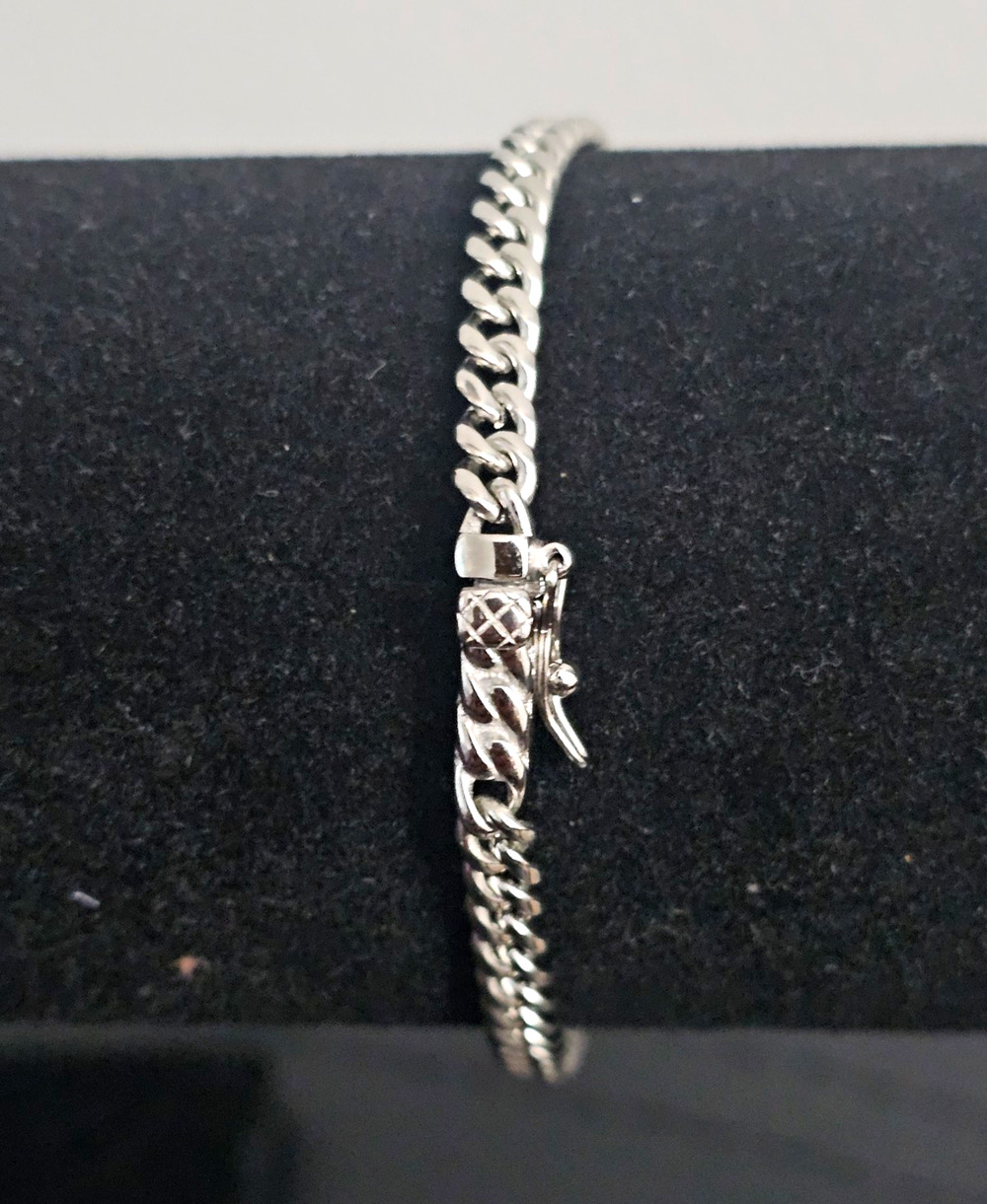 7in Stainless Steel-4.2mm Cuban Link Bracelet w/double lock Box lock